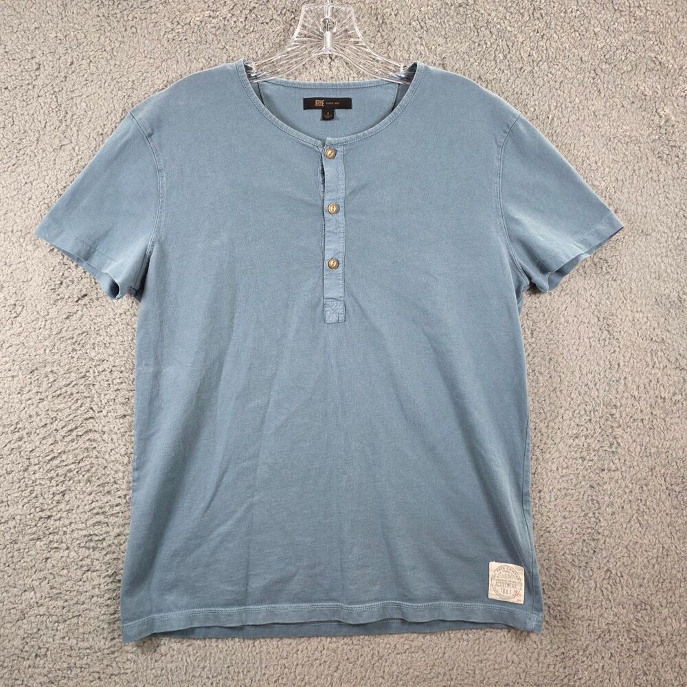 The Frye Company Activewear Men's Blue 3 Button Henley Tshirt Size S